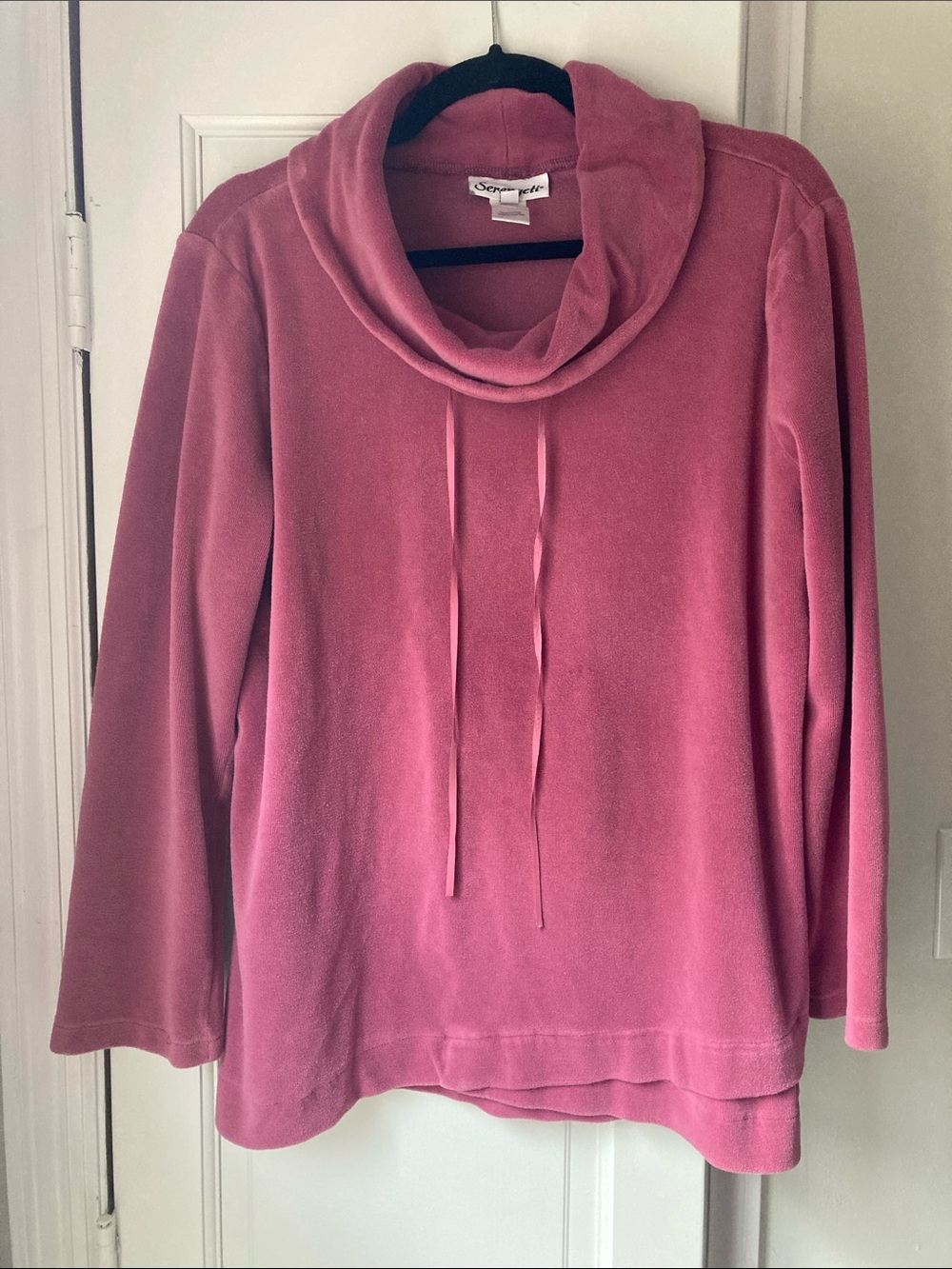 Serengeti Rose Pink Velvet Cowl Neck Sweater